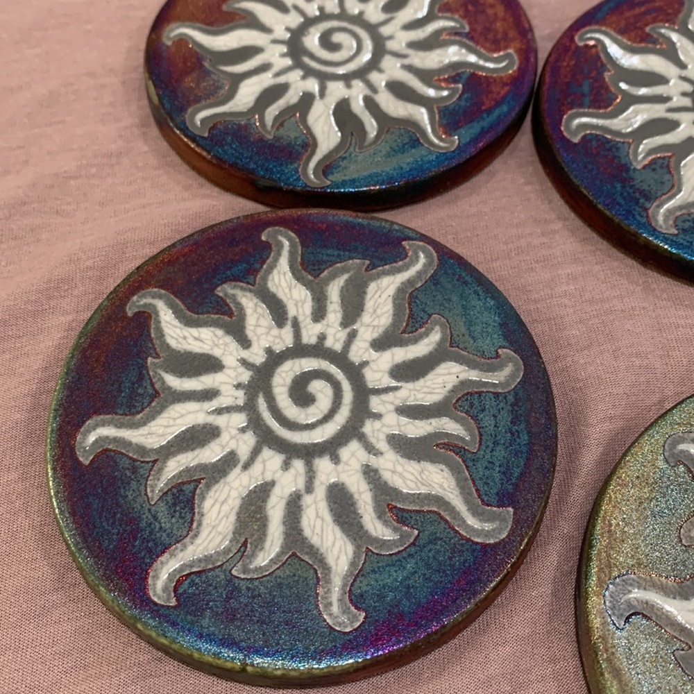 Raku pottery works by Jeremy Diller